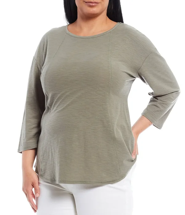 Westbound Plus Size 34 Sleeve Seam Solid Cotton Blend Tee, Womens, 2X, Antique Green - Dillard&s Exclusive