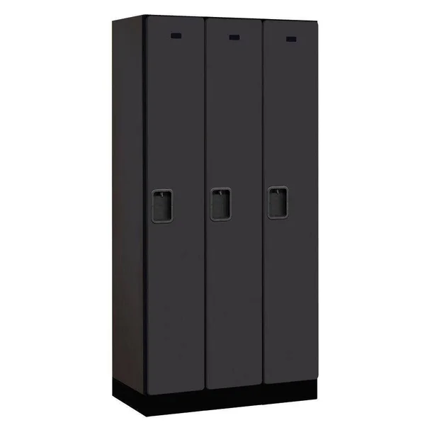 Salsbury Industries Designer Wood Locker - Single Tier - 3 Wide - 5 Feet High - 18 Inches Deep - Black per ea