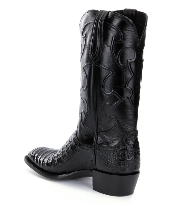 Lucchese Mens Charles Black Caiman Belly Boots M1636; Heel:4 - Toe:1