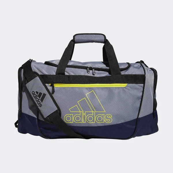 Adidas Defender Iii Medium Duffel - Grey/Dark Blue/Shock Yellow/Black, One Size