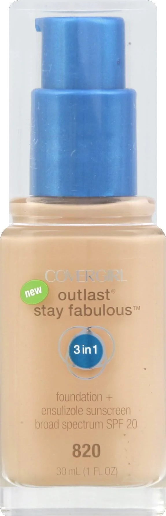 CoverGirl Outlast Stay Fabulous 3-in-1 Foundation, Creamy Natural 820 - 1 fl oz bottle