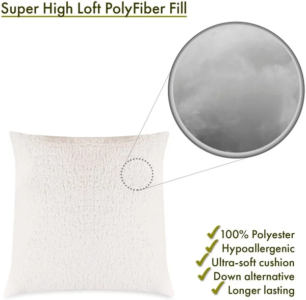 Unknown1 Cream Sherpa Indoor/Outdoor Large Pillow 20x22 L x 8x22 W H Tan Solid Color Traditional Fur Single
