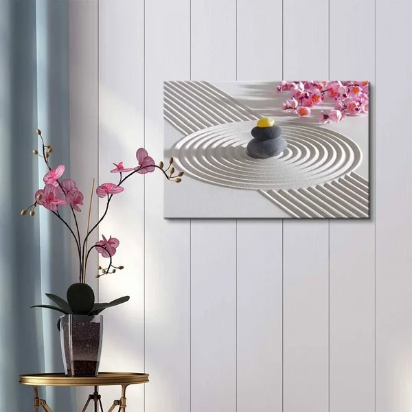 Wall26 - Canvas Prints Wall Art - Japanese Zen Garden with Stacked Stones, Modern Wall Decor/Home Decoration Stretched Gallery