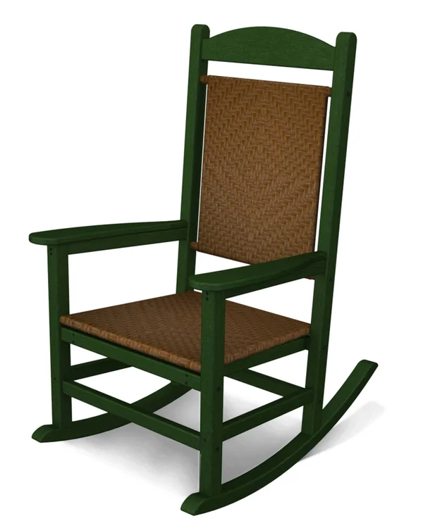 POLYWOOD Presidential Woven Rocker - Green - Tigerwood