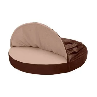 Tucker Murphy Pet Kronqui Micro-Velvet Snuggery Hooded with Memory Top Foam, Size: Large (35 inch W x 35 inch D x 3 inch H), Bro
