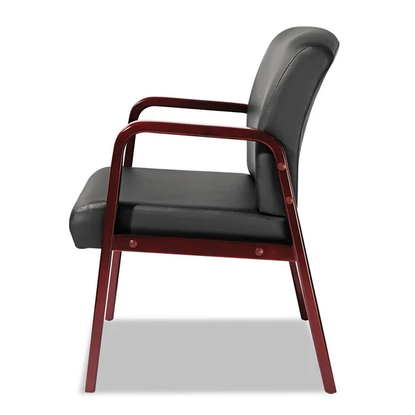 Alera Reception Lounge Series Guest Chair - Cherry/Black Leather, Size: 24 x 26 x 33.25