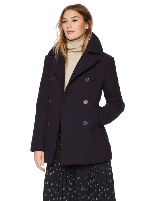Excelled Women's Plus Double-Breasted Peacoat Black 3X F2E4104BL