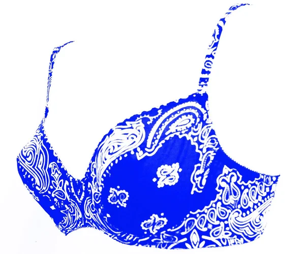 Bandanna Print Bra 36B, Blue/White, 100% Cotton