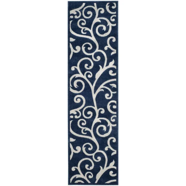 Safavieh Cottage Cot927b 5&3x22 x 7&7x22 Navy, Creme Rug