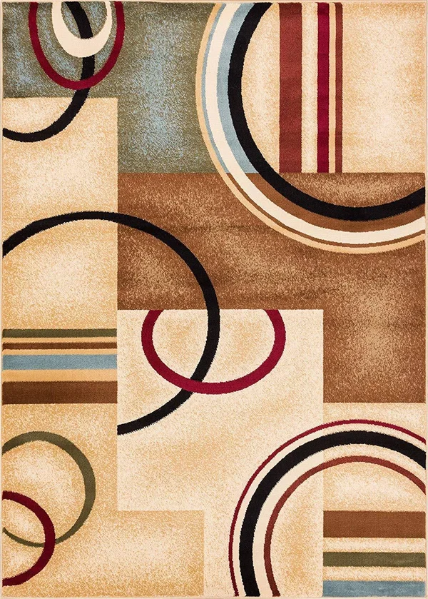 Well Woven Barclay Arcs & Shapes Modern Abstract Geometric Ivory 6&7 inch x 9&6 inch Area Rug
