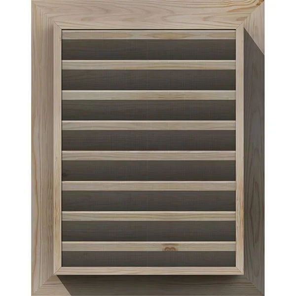 Ekena Millwork 28-in W x 32-in H Vertical Gable Vent (33-in W x 37-in H Frame Size): Unfinished - Functional, Smooth Pine Gable V