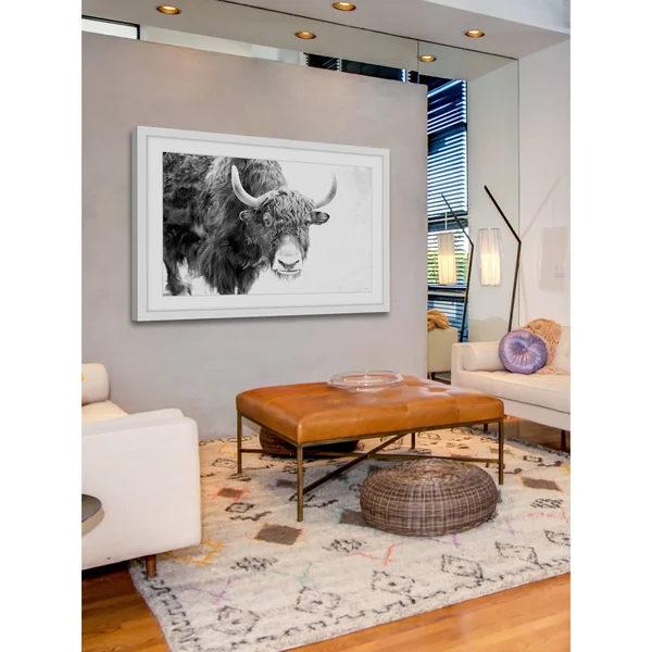 Marmont Hill Buffalo Forward Framed Painting Print, White