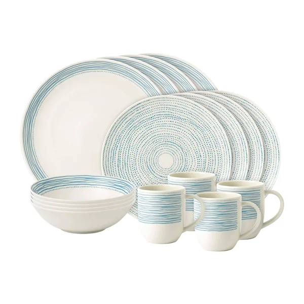 Ellen DeGeneres for Royal Doulton - Polar Blue Dots - 16 Piece Set