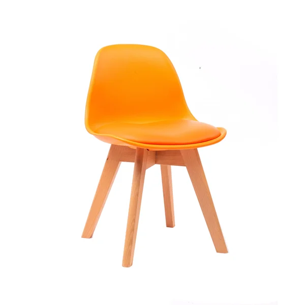 Porthos Home Brynn Kids Chair, Plastic Shell with Seat CUSHION, Beech Wood Legs - Orange