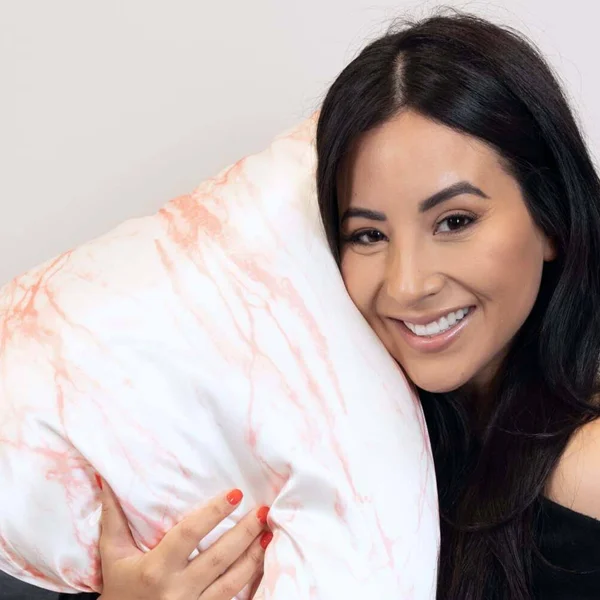 Blissy 100% Mulberry 22-Momme Silk Pillowcase - Rose White Marble - Standard