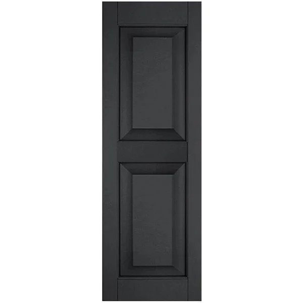 Ekena Millwork 15 in. x 47 in. Exterior Real Wood Western Red Cedar Raised Panel Shutters Pair Black