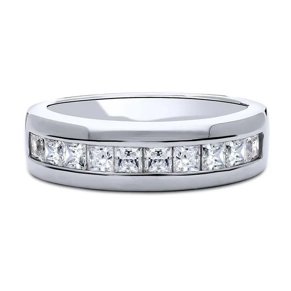 Berricle Sterling Silver Channel Set Princess Cut Cubic Zirconia CZ Anniversary Wedding Half Eternity Band Ring Size 7