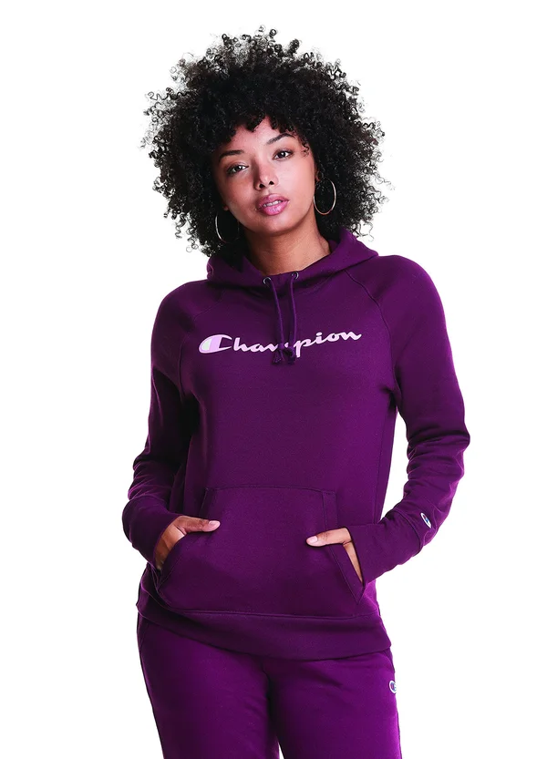 Champion Women's Powerblend Fleece Hoodie - Script Logo