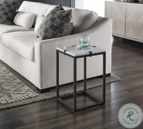 Universal Modern Farmhouse White and Black Archer Chairside Table