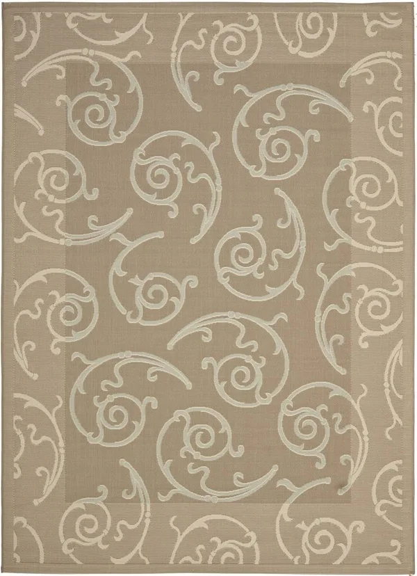 Safavieh CY7108 Courtyard Indoor/Outdoor Rug Dark Beige/Beige, Size: 8 x 11 ft.
