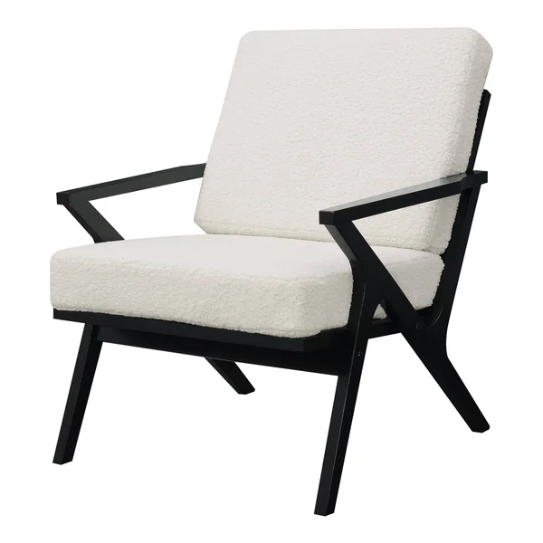 Texture and Natural Wood Frame Accent Chair - Grey