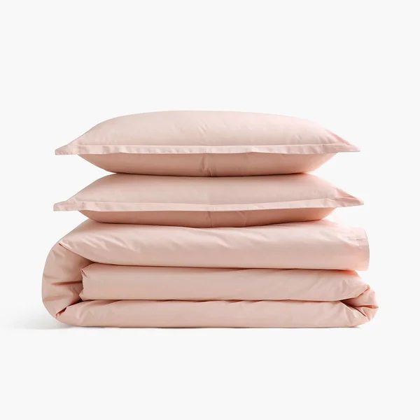 Organic Cotton Percale Duvet Set in Gray Sky - Size Full/Queen by Under The Canopy