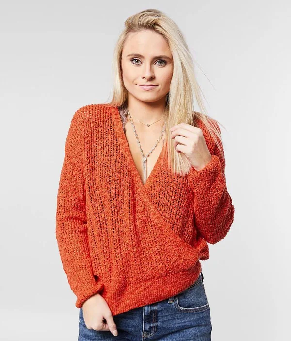 Billabong Sweet Bliss Surplice Sweater - Orange X-Small - Women's