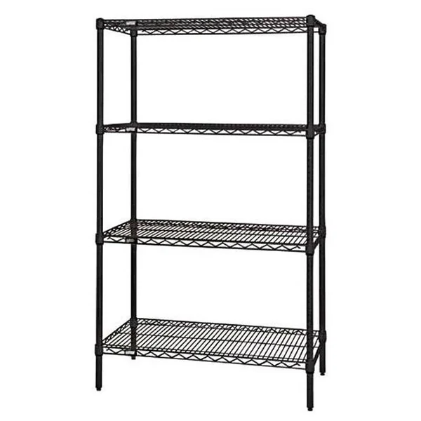 Quantum Wire Shelving 4-Shelf Starter Unit - 36x22Wx 72x22Lx 63x22H - Black