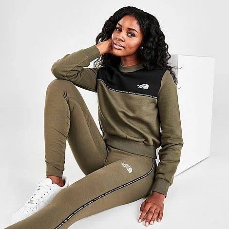 The North Face Inc Women's Colorblock Tape Crewneck Sweatshirt in Green/Olive Green Size Small, Fleece