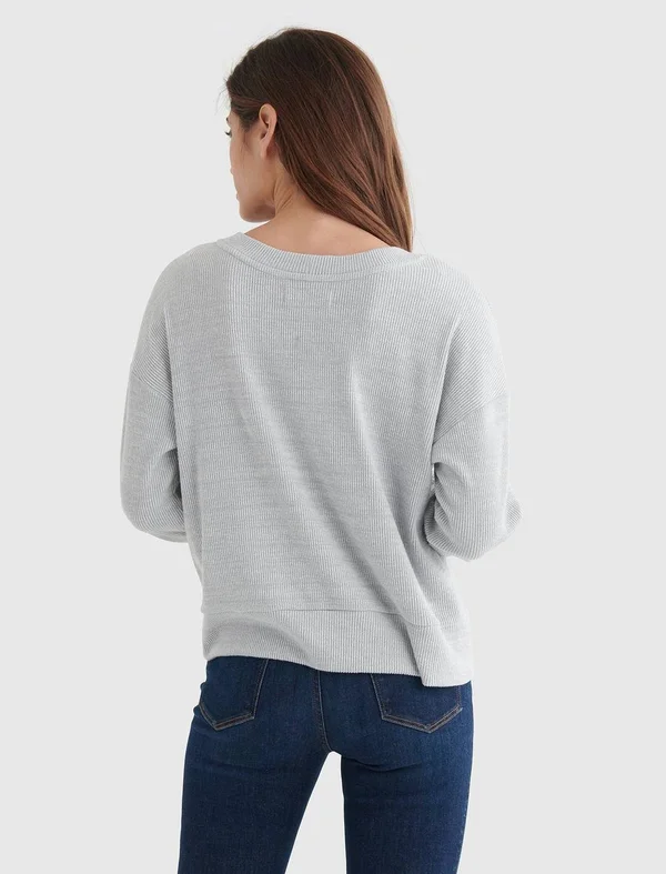 Lucky Brand Women's Long Sleeve 2 Way Wrap Cloud Jersey Sweatshirt