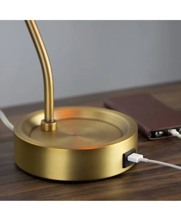 American Art Decor Metal Desk Lamp with USB Charger
