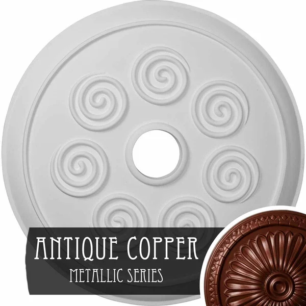 25 1/4x22OD x 4x22ID x 2x22P Spiral Ceiling Medallion (Fits Canopies Up to 4x22) - Hand-Painted Gobi Desert Crackle