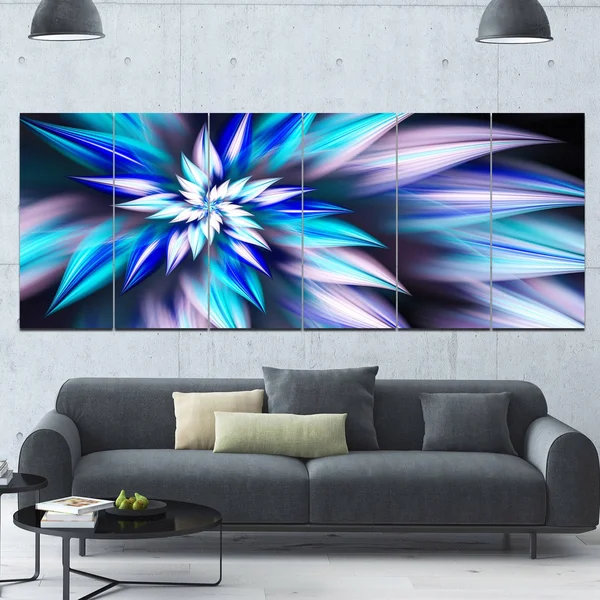 Design Art &Dancing Light Blue Flower Petals& Graphic Art Print Multi-Piece Image on Canvas, Size: 83 in. Wide x 32 in. High - 7