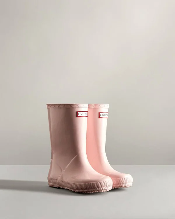 Hunter Pink Rain Boots - Original Kids First Classic Gloss Rain Boots - Size US 2