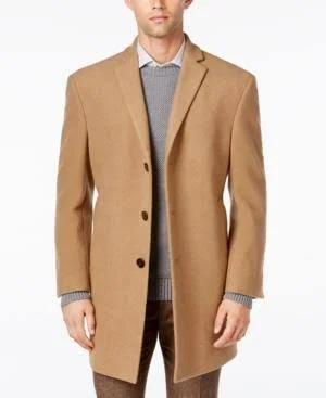 Calvin Klein Men's Prosper Wool-Blend X-Fit Overcoat - Burgundy