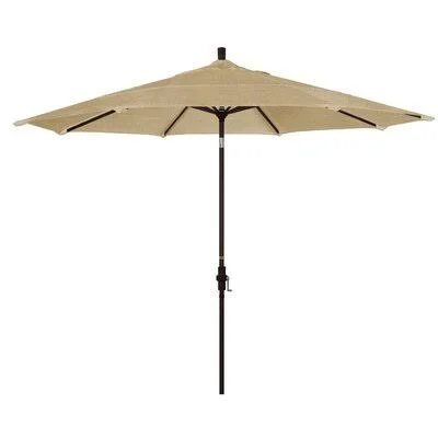 Pyatt Market Umbrella Sol 72 Outdoor Frame Color: Matte Black - Fabric Color: Sunbrella A Natural, Size: 9&