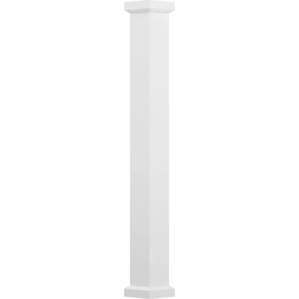 6x22 x 9& Endura-Aluminum Empire Style Column, Square Shaft (FOR Post Wrap Installation), Non-Tapered, Primed, Ready for Paint w