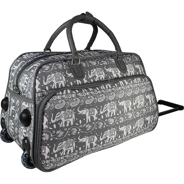 World Traveler 21-Inch Carry-On Rolling Duffel Bag Navy White Flowers