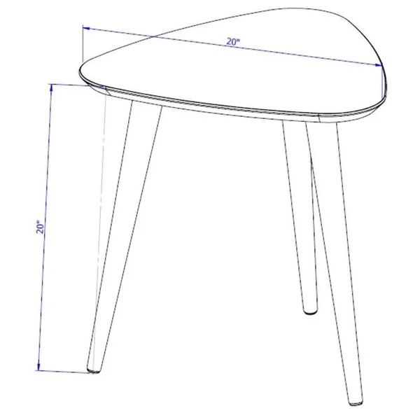 Manhattan Comfort Utopia 19.68x22 High Triangle End Table with Splayed Wooden Legs in Off White