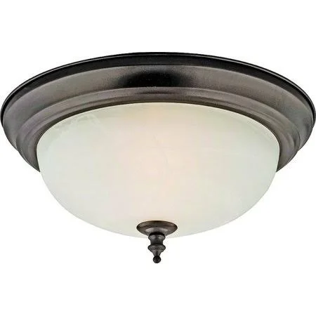 Soundbest F51wh02-1005-orb Flush Ceiling Fixture 2 Light Alabaster Glass Oil Rubbed Bronze