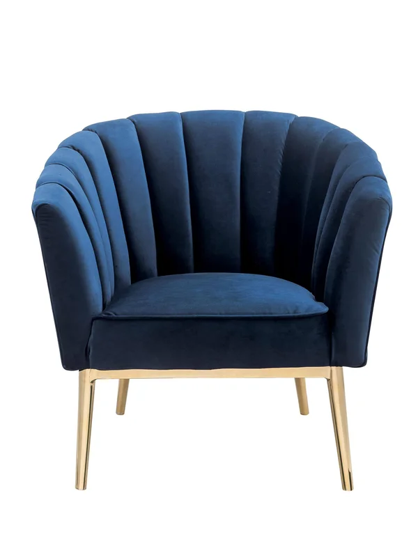 Acme Colla Accent Chair, Blue Velvet & Gold
