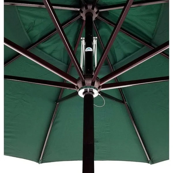 Tropishade 11 ft. Dark Wood Market Umbrella with Green Olefin Cover