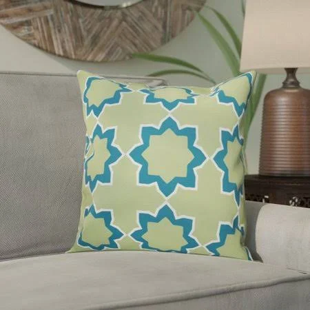 Bungalow Rose Oliver Bohemian 2 Geometric Outdoor Throw Pillow Size: 20x22 H x 20x22 W, Color: Teal