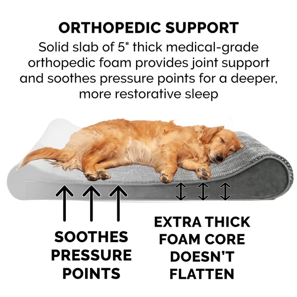 FurHaven Pet Bed - Minky Plush & Velvet Luxe Lounger Orthopedic Dog Bed (Jumbo Plus - Gray)