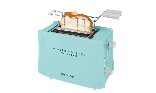 Nostalgia TCS2AQ Grilled Cheese Easy-Clean Toaster Baskets and Adjustable Toasting Dial Aqua