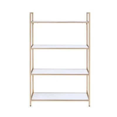 Bookshelf in White High Gloss & Gold Everly Quinn