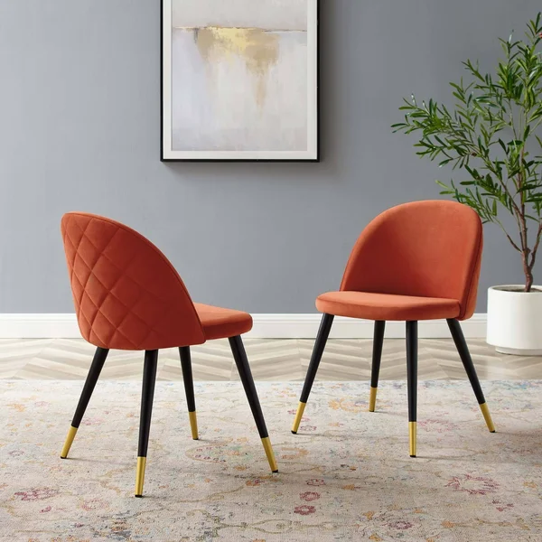 Cordial Performance Velvet Dining Chairs Set of 2 Dusty Rose Modway