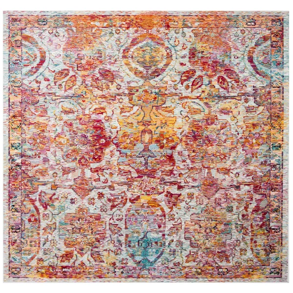 Safavieh CRS505A Crystal Light Blue - Orange Area Rug - 7& x 7& Square