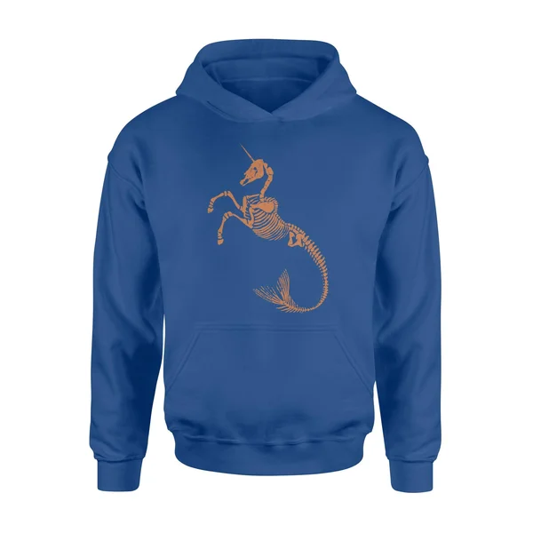 Wisptee - Unicorn Mermaid Skeleton Tshirt - Halloween Tshirt - Standard Hoodie, 5XL, Royal