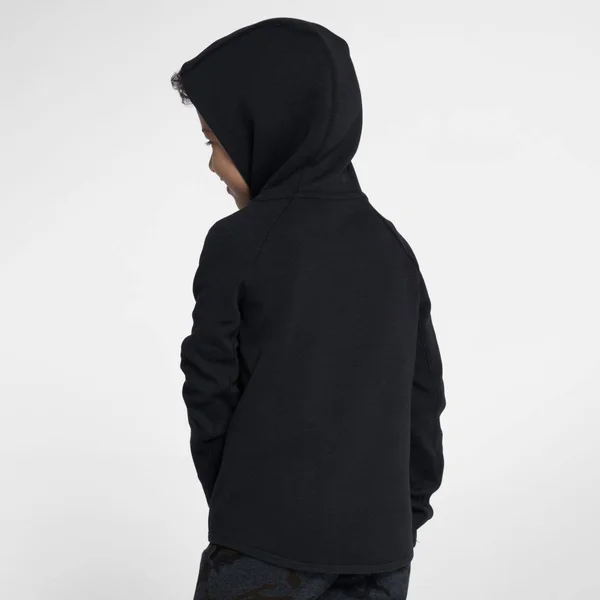 Nike Sportswear Tech Fleece Little Kids& Full-Zip Hoodie in Black - Size: 4, 86E312-023